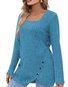 Loose Crew Neck Casual Plain Blouse