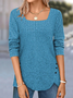 Loose Crew Neck Casual Plain Blouse