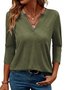 Women's Long Sleeve Blouse Spring/Fall Black Plain V Neck Daily Going Out Casual Top