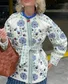 Crew Neck Floral Vintage Loose Padded Jacket