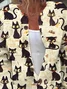 Women's Casual Round Neck Cat Knitted Print Cardigan
