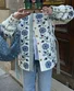 Crew Neck Floral Vintage Loose Padded Jacket