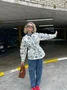 Crew Neck Floral Vintage Loose Padded Jacket