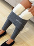 Tight Casual Plain Cotton-Blend Leggings