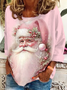 Women's Christmas Pink Santa Print Casual Sweatshirt