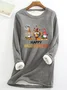 Happy Hallothanksmas Halloween Thanksgiving Christmas Gnome Casual Fluff Fleece Fabric Sweatshirt
