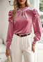 Loose Velvet Casual Plain Blouse