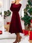 Plain Regular Fit Crew Neck Casual Dress