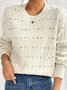 Casual Crew Neck Plain Wool/Knitting Sweater