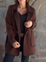 Loose Plain Casual Shawl Collar Coat