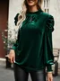 Loose Velvet Casual Plain Blouse