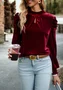 Loose Velvet Casual Plain Blouse