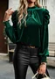 Loose Velvet Casual Plain Blouse