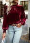 Loose Velvet Casual Plain Blouse