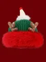 Cute Christmas Antlers Red Plush Hat Women's Winter Warm Thickened Ear Protection Beanie