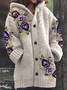 Women's Embroidered Floral Casual Print Hooded Cardigan