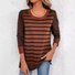 Striped Casual Jersey Crew Neck Blouse