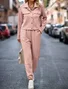 Casual Shawl Collar Loose Jersey Two-Piece Set