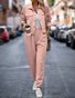 Casual Shawl Collar Loose Jersey Two-Piece Set