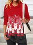 Casual Loose Shawl Collar Christmas Blouse