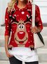 Casual Loose Shawl Collar Christmas Blouse
