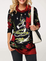 Casual Loose Shawl Collar Christmas Blouse