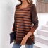Striped Casual Jersey Crew Neck Blouse