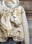Women's Vintage Embossed Horse Print Hoodie