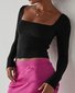 Casual Plain Square Neck T-Shirt