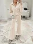 Casual Plain V Neck Loose Two-Piece Set
