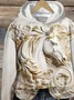 Women's Vintage Embossed Horse Print Hoodie