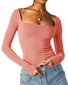Casual Plain Square Neck T-Shirt