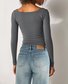 Casual Plain Square Neck T-Shirt