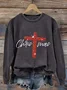 Retro Christmas Faith Cross Print Sweatshirt