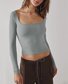 Casual Plain Square Neck T-Shirt