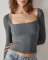 Casual Plain Square Neck T-Shirt