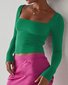 Casual Plain Square Neck T-Shirt