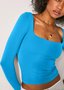 Casual Plain Square Neck T-Shirt
