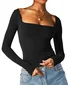 Casual Plain Square Neck T-Shirt