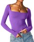 Casual Plain Square Neck T-Shirt