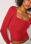 Casual Plain Square Neck T-Shirt