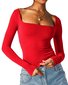 Casual Plain Square Neck T-Shirt