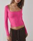 Casual Plain Square Neck T-Shirt