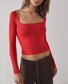 Casual Plain Square Neck T-Shirt