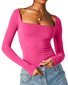 Casual Plain Square Neck T-Shirt