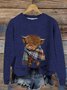 Women's West Highland Cow Print Loose Casual Knitted Sweater
