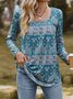 Ethnic Square Neck Regular Fit Casual T-Shirt