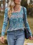 Ethnic Square Neck Regular Fit Casual T-Shirt