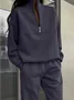 Casual Half Open Collar Two-Piece Set