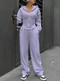 Hoodie Plain Casual Two-Piece Set